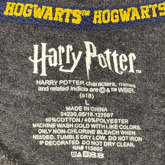 Harry Potter T-Shirt Youth Size L Gray Short Sleeve Crewneck Muggle Print Cotton - Picture 2 of 7